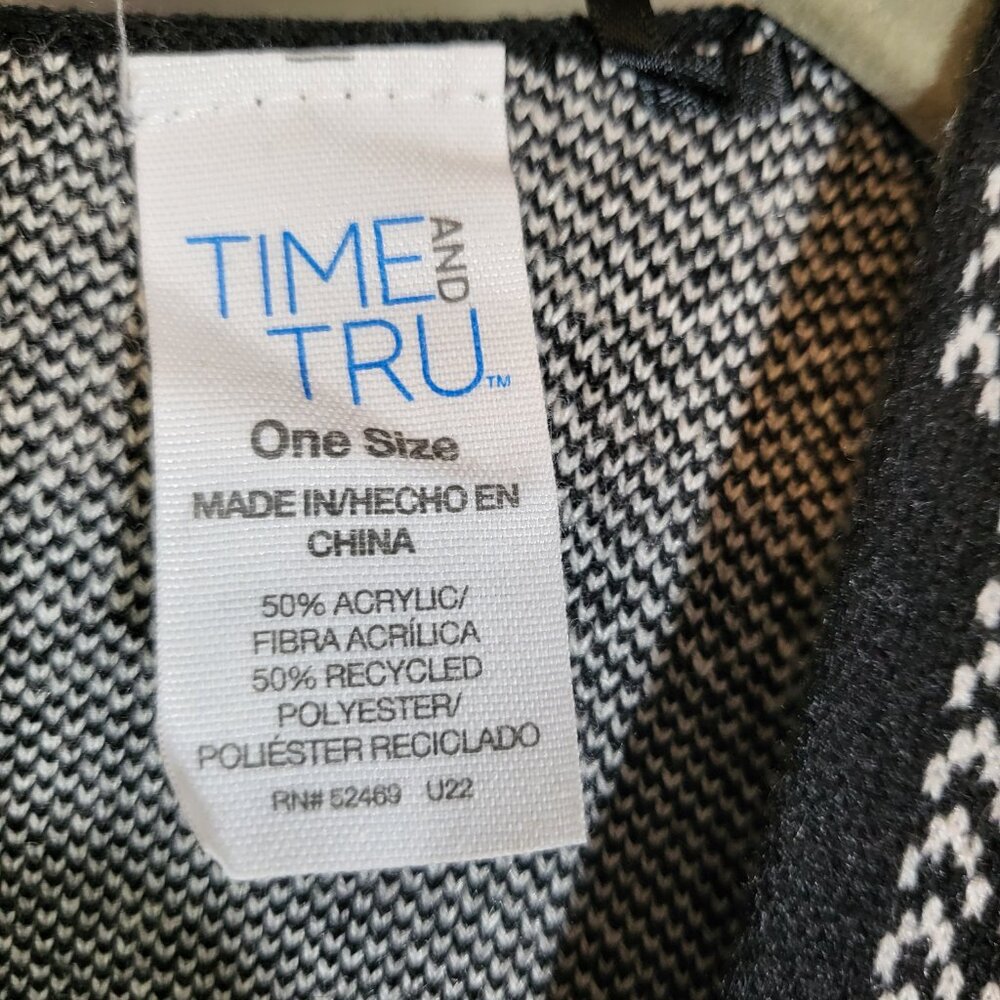 Time and Tru Women's Buffalo Check Wrap One Size Black/White NEW - Picture 3 of 5